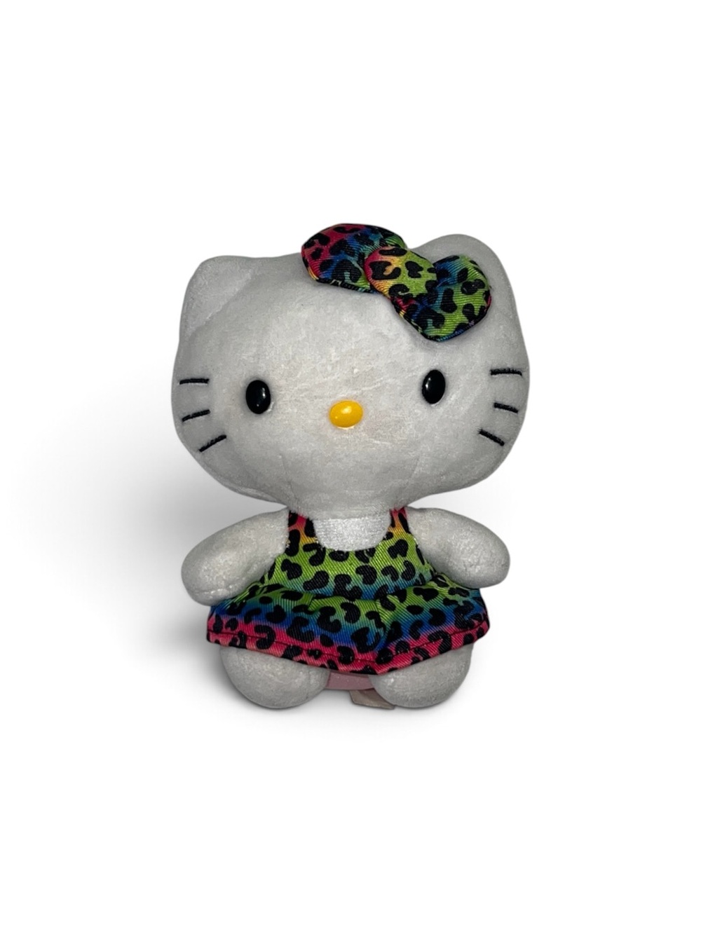Hello Kitty Sanrio Ty Beanie Baby Plush With Multicolor Leopard Print Dress Y2K